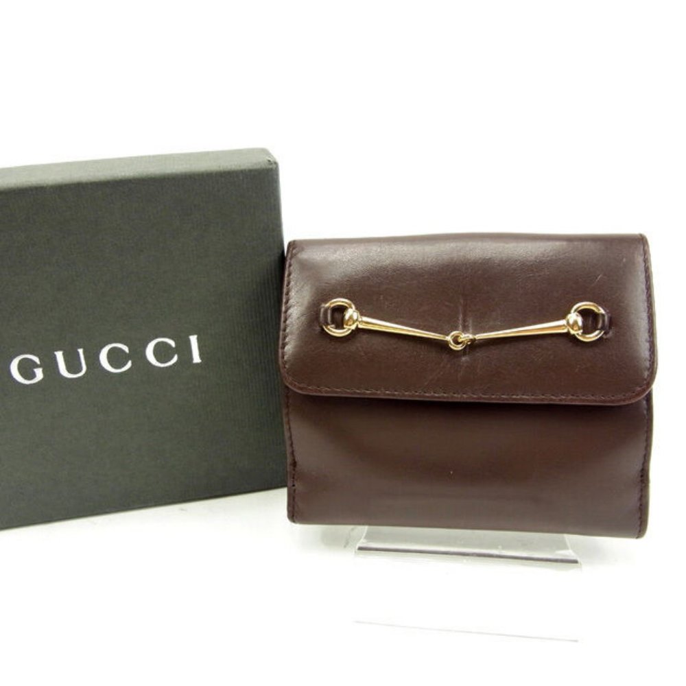 Gucci Wallet Purse Folding wallet Brown Woman unisex Authentic Used Y5570